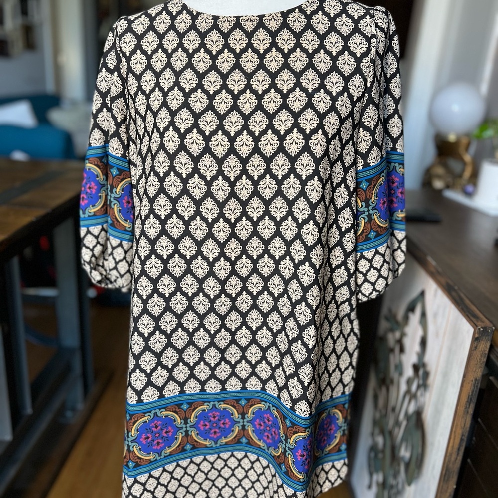 Wish Black and Cream Tunic with Blue Accents